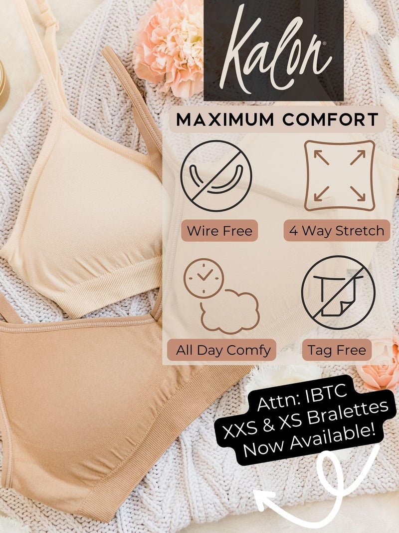 Kalon Womenâ€™s 4 Pack Demi Padded Bralette Wireless Comfortable Bra (S/M Busty, 4PK Med Beige) - Image 5